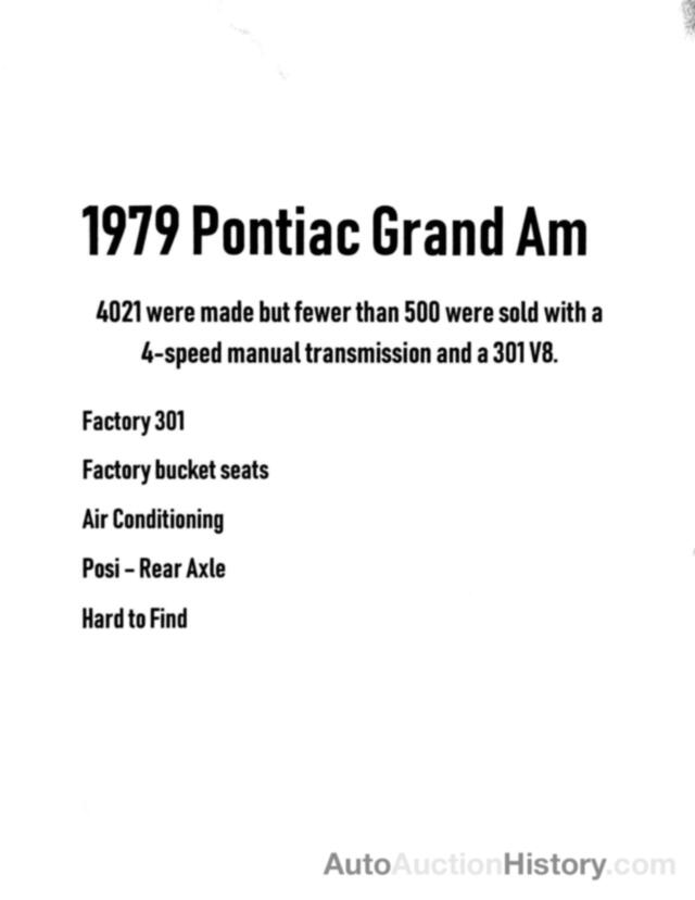 1979 PONTIAC GRANDAM, 2G27W9P601072